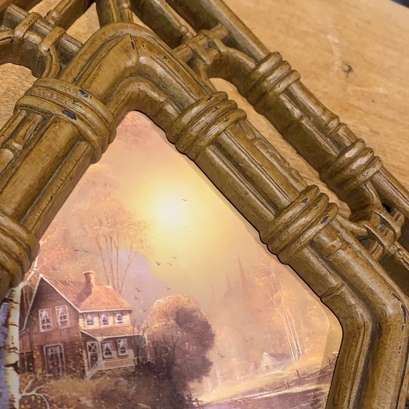 Vintage Homco faux rattan scenery wall art decor - Picture 8 of 12